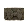 Bandeau bébé en tricot jacquard vert armée avec un grand nœud élastique décoratif - Vert Armée (17)