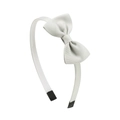 Simple white pleated bow headband for girls featuring a classic grosgrain fabric design - White Style (22)