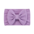 Soft purple nylon baby headband with a large textured jacquard bow for stylish infants - Purple (25)