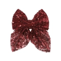Barrette à cheveux avec grand nœud rouge foncé à paillettes et tissu en résille - Rouge Foncé (33)