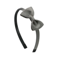 Handmade grey fabric bow headband for girls with non-slip inner teeth and ribbon wrap - Gray Style (23)