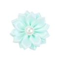 Detailed top view of mint green fabric flower with pearl center for hair accessories - Mint Green
