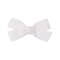Handmade white bow hair clip for girls crafted with premium textured linen fabric - White