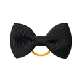 Detalle del lazo de cinta de grosgrain negro con goma elástica amarilla de pelo - Negro (4)