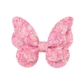Detailansicht der rosa Spitze Haarklammer mit glitzernden Pailletten und Doppelschleife - Schmetterling Farbverlauf Pailletten Stil (8)