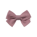 Detail of dusty rose corduroy striped bow hair clip with fabric wrapped edge for girls - Dusty Rose