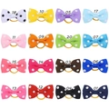 Set of 16 colorful polka dot bow hair ties for girls made of grosgrain ribbon material - 16 Colors Mix
