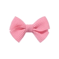 Detail of pink striped fabric bow hair clip with textured corduroy material for girls - Soft Pink (13)