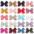 3.5 inch handmade fabric bow hair clips set in 20 assorted solid colors for girls - Multicolor Mix (20 Pieces Pack)