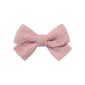 Detail of pink striped corduroy bow hair clip showing soft velvet texture and fabric edge - Pink (16)