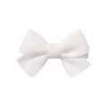Detail of white striped fabric bow hair clip with polished metal duckbill clasp - White (18)