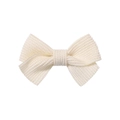 Detailed close-up of a cream white corduroy striped bow hair clip with vintage fabric texture - Cream White (21)