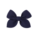 Macro shot of navy blue ribbed fabric hair bow clip with fine woven texture detail - Navy Blue (1)