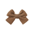 Classic brown striped corduroy bow hair clip with textured fabric for girls - Brown