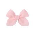 Close-up of pink handmade fabric hair bow clip showing fine texture and stitching - Pink (11)