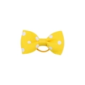 Detail of yellow polka dot ribbon bow hair tie with elastic band for girls - Bright Yellow (10)