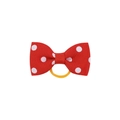 Detail of red polka dot ribbon bow with a bright yellow high-elastic rubber hair band - Bright Red (12)