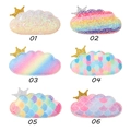 Cloud hair clips set with glitter crowns and colorful rainbow patterns for girls - Mixed 6 Colors