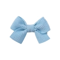 Sky blue corduroy striped bow hair clip for girls with a classic fabric wrapped design - Sky Blue