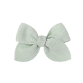 Handmade 3.5 inch mint green fabric bow hair clip for girls on white background - Mint Green (19)