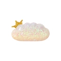 Detail of glittery cloud hair clip with golden crown and colorful iridescent sequins - Iridescent White (1)