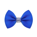 Close-up of royal blue grosgrain ribbon bow featuring sparkling rhinestone center details - Royal Blue (6)
