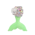 Detail of mermaid tail hair clip with green glitter fabric and seashell faux pearl accent - Green Mermaid Tail Style (2)