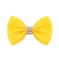 Détail d'un nœud en ruban gros-grain jaune vif avec centre en strass étincelants - Jaune (10)
