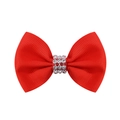 Détail d'une pince à cheveux nœud rouge avec centre orné de strass étincelants - Rouge (12)