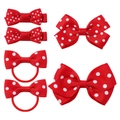 Ensemble de 6 pièces de pinces à cheveux à pois rouges et d'élastiques pour filles - Rouge (Pois Blancs)