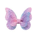 Detailansicht der glitzernden rosa-blauen Schmetterlings-Haarspange mit Pailletten für Kinder - Schmetterling Farbverlauf Pailletten Stil (45)