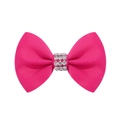 Nœud pour cheveux en gros-grain fuchsia avec boucle en strass pour filles - Rose Vif (14)