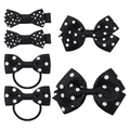 6-teiliges Haarschmuck-Set für Mädchen mit schwarz-weißen gepunkteten Schleifen - Schwarz Mit Weißen Punkten