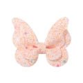 Handgefertigte Schleifen-Haarspange mit orange-pinken Pailletten und Sternen - Schmetterling Farbverlauf Pailletten Stil (46)