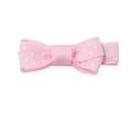 Pink polka dot bow hair clip with white spots and ribbon-wrapped grosgrain base - Hair Clip / Pink Polka Dot