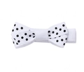 Fermaglio per capelli per bambini in nastro grosgrain bianco con pois neri e fiocco - Molletta Fiocco (Piccola) / Pois Bianchi