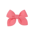 3.5 inch pink bow hair clip for girls with ribbed fabric texture in bright coral pink - Coral Pink (15)