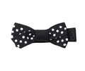 Fermaglio per capelli bimba in nastro grosgrain nero a pois bianchi con fiocco - Accessorio per capelli con fiocco / pois neri