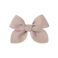 Handmade 3.5 inch fabric bow hair clip in dusty pink textured linen for children - Dusty Pink (16)