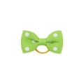 Polka dot green ribbon bow hair tie with orange elastic band for baby girls - Grass Green (20)