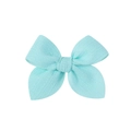 Handmade 3.5 inch light blue fabric bow hair clip with fine ribbed texture for girls - Light Blue (17)