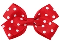 Grazioso fermaglio per capelli in nastro grosgrain rosso a pois per bambine design classico - Molletta Fiocco (Media) / Rosso a pois