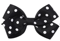 Fiocco per capelli a pois neri per ragazze con trama in nastro a costine - Molletta Fiocco (Media) / pois neri