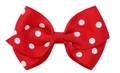 Fermaglio per capelli a pois rossi e bianchi in nastro grosgrain per bambine eleganti - Molletta Fiocco (Grande) / Rosso a pois