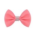 Nœud pour cheveux en ruban gros-grain rose avec boucle strass pour petites filles - Rose (15)