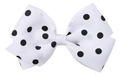 Grande fiocco per capelli in nastro grosgrain bianco con pois neri per bambine - Molletta Fiocco (Grande) / Pois Bianchi