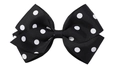 Fiocco per capelli in gros-grain a pois bianchi e neri per bambine e neonate - Molletta Fiocco (Grande) / pois neri