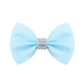 Nœud pour cheveux bleu clair en ruban gros-grain avec trois rangées de strass blancs - Bleu Clair (17)