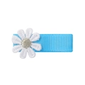 Fermaglio per capelli in nastro blu con margherita bianca ricamata per bimba - blu brillante