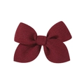 Handmade 3.5-inch wine red glitter fabric hair bow clip with textured woven finish - Wine Red (33)
